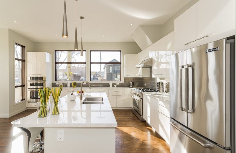 A beautiful shot of a modern house kitchen